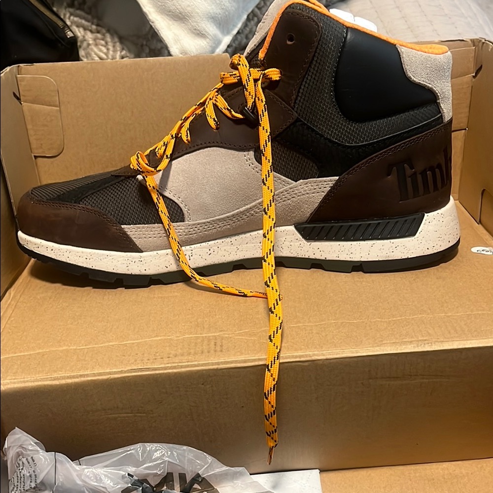 Timberland Brown and Gray Boots with Modern Comfort